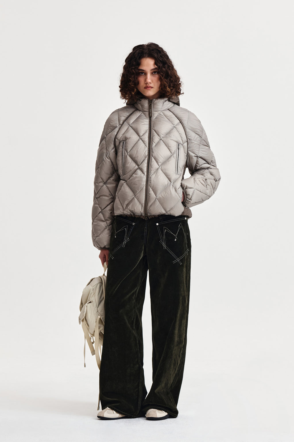 Matin Kim - Quilting Hoody Lightweight Jumper (down Blended) (Beige) product image 8 | TRAB K-Fashion Australia