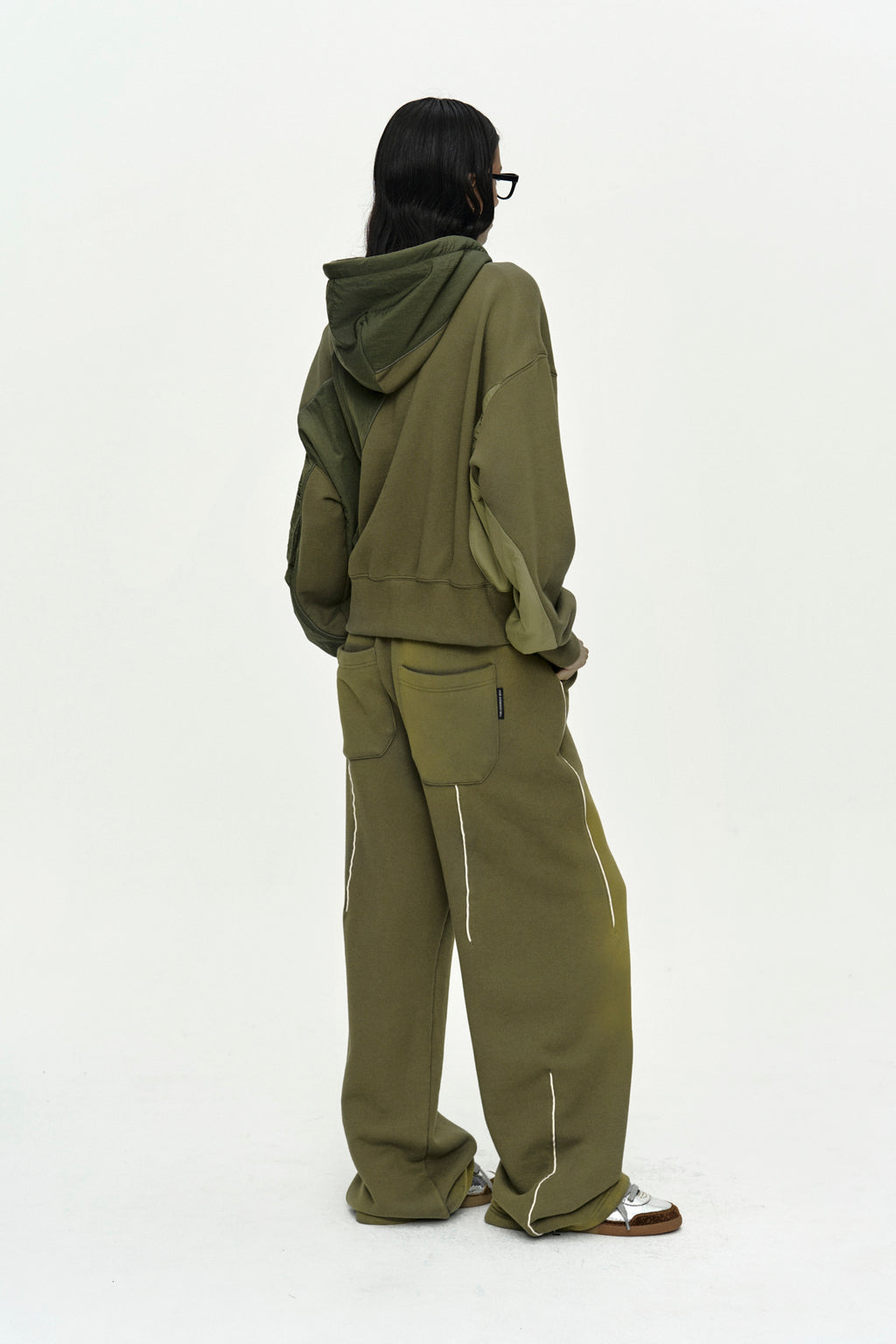 Andersson Bell - Unisex Piping Line Dyed Sweat Pants (Khaki) product image 3 | TRAB K-Fashion Australia