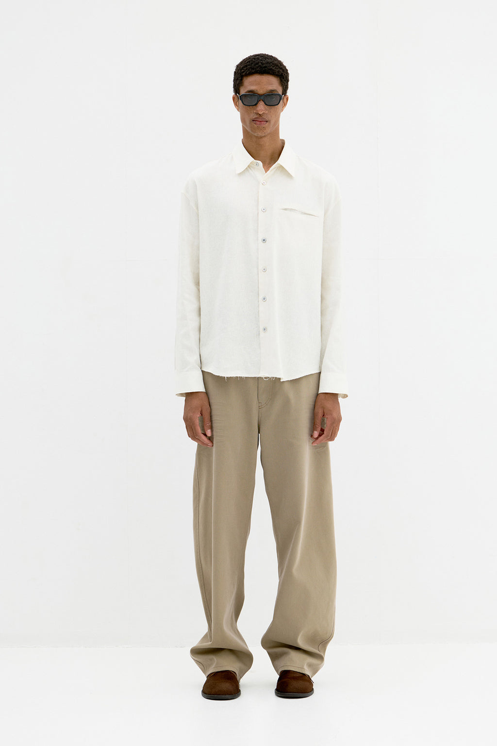 Coor - Linen Silk Cutted Shirt (Ivory) product image 2 | TRAB K-Fashion Australia