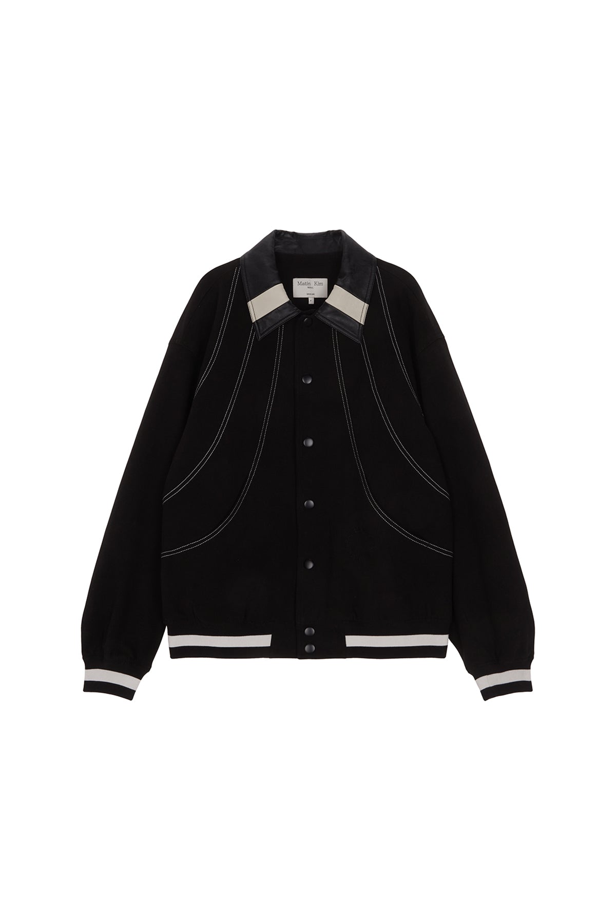 Matin Kim - Stitch Varsity Jumper (Black) product image 1 | TRAB K-Fashion Australia