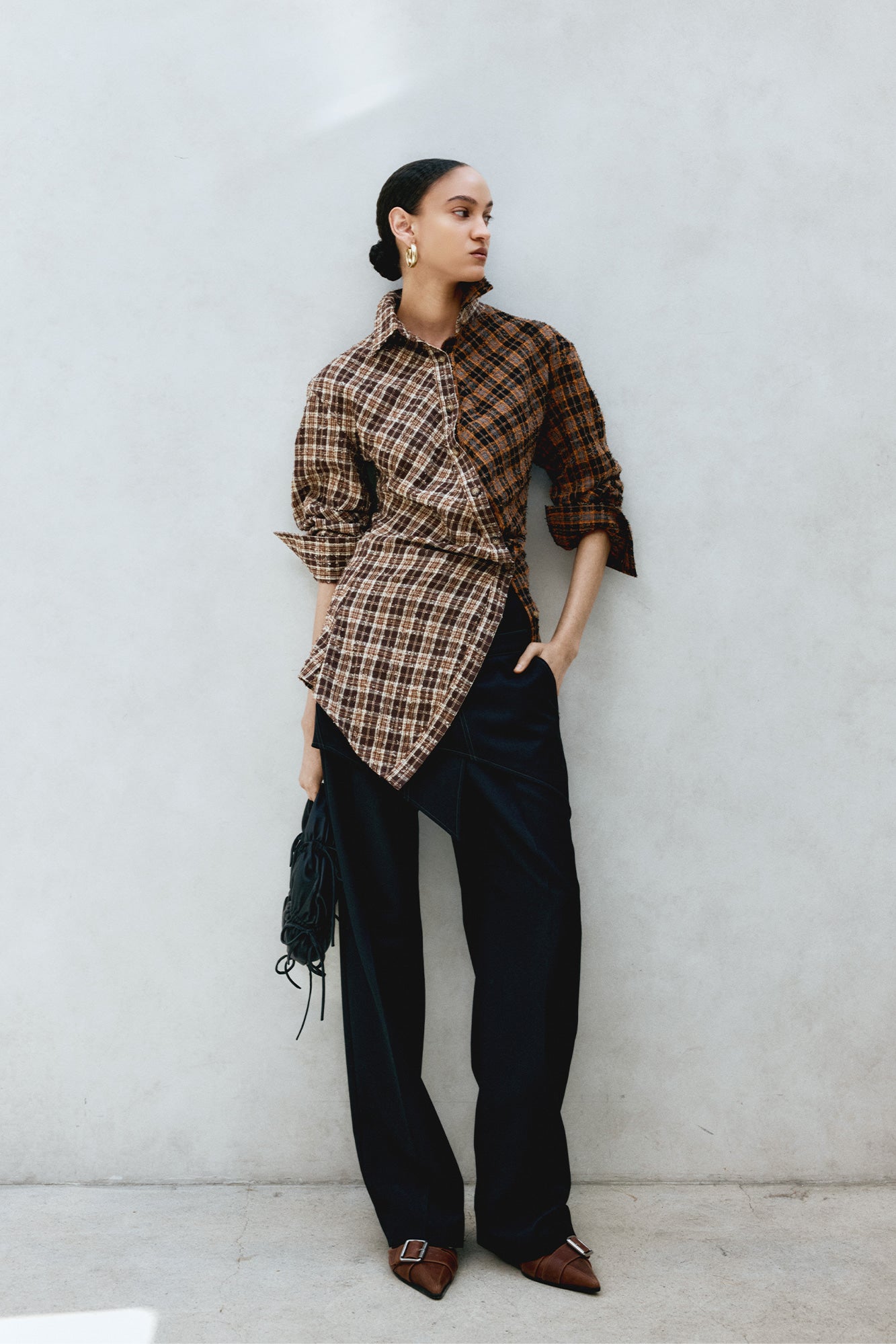 Andersson Bell - Twist Check Shirts (Brown) product image 6 | TRAB K-Fashion Australia