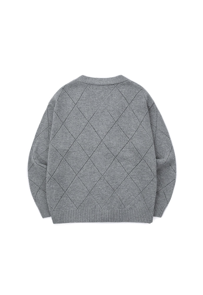 Tonywack - Slashed Argyle Cashmere Cardigan (Grey) product image 6 | TRAB K-Fashion Australia