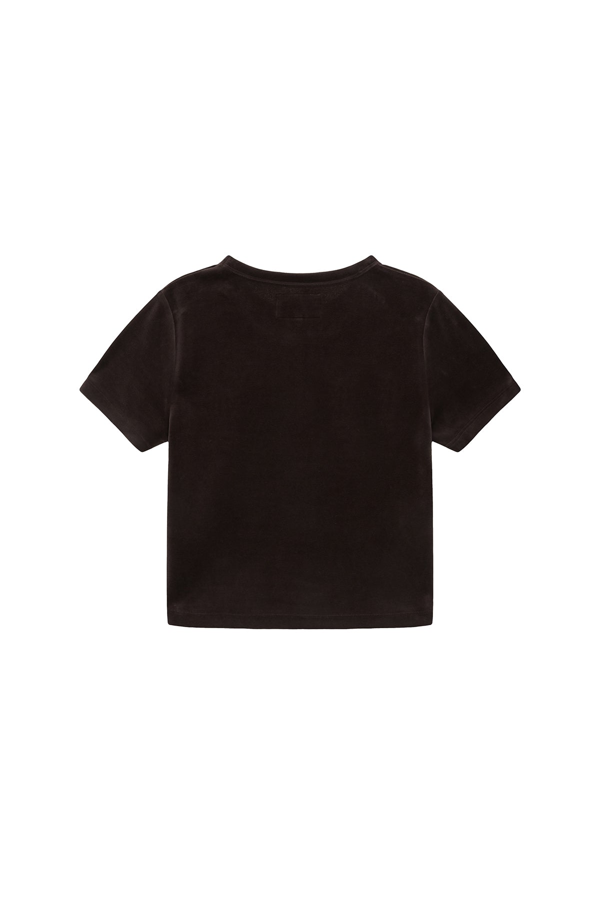Matin Kim - Logo Emboss Velvet Crop Top (Brown) product image 2 | TRAB K-Fashion Australia