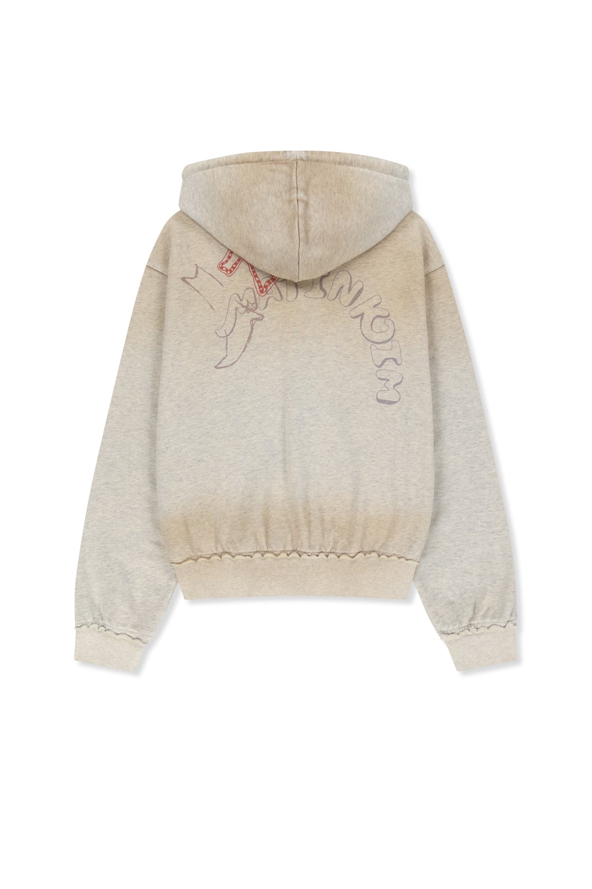 Matin Kim - Vintage Washed Color Contrast Hoody Zip Up (Light Beige) product image 2 | TRAB K-Fashion Australia