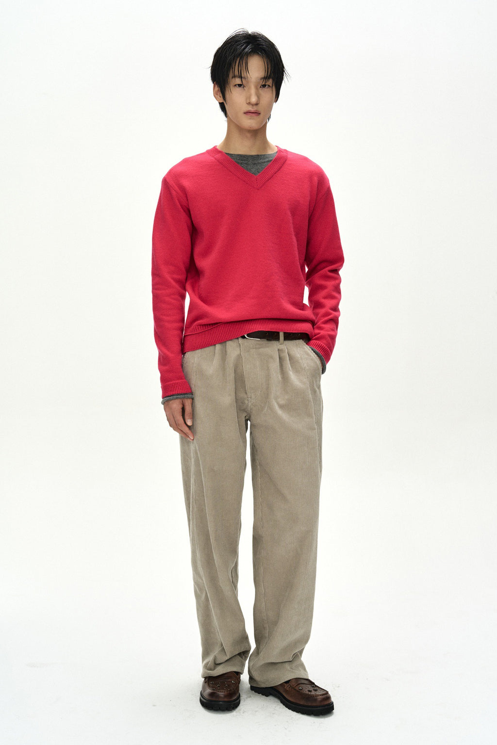 Andersson Bell - Crossover Wide-Leg Corduroy Trousers (Cream) product image 1 | TRAB K-Fashion Australia