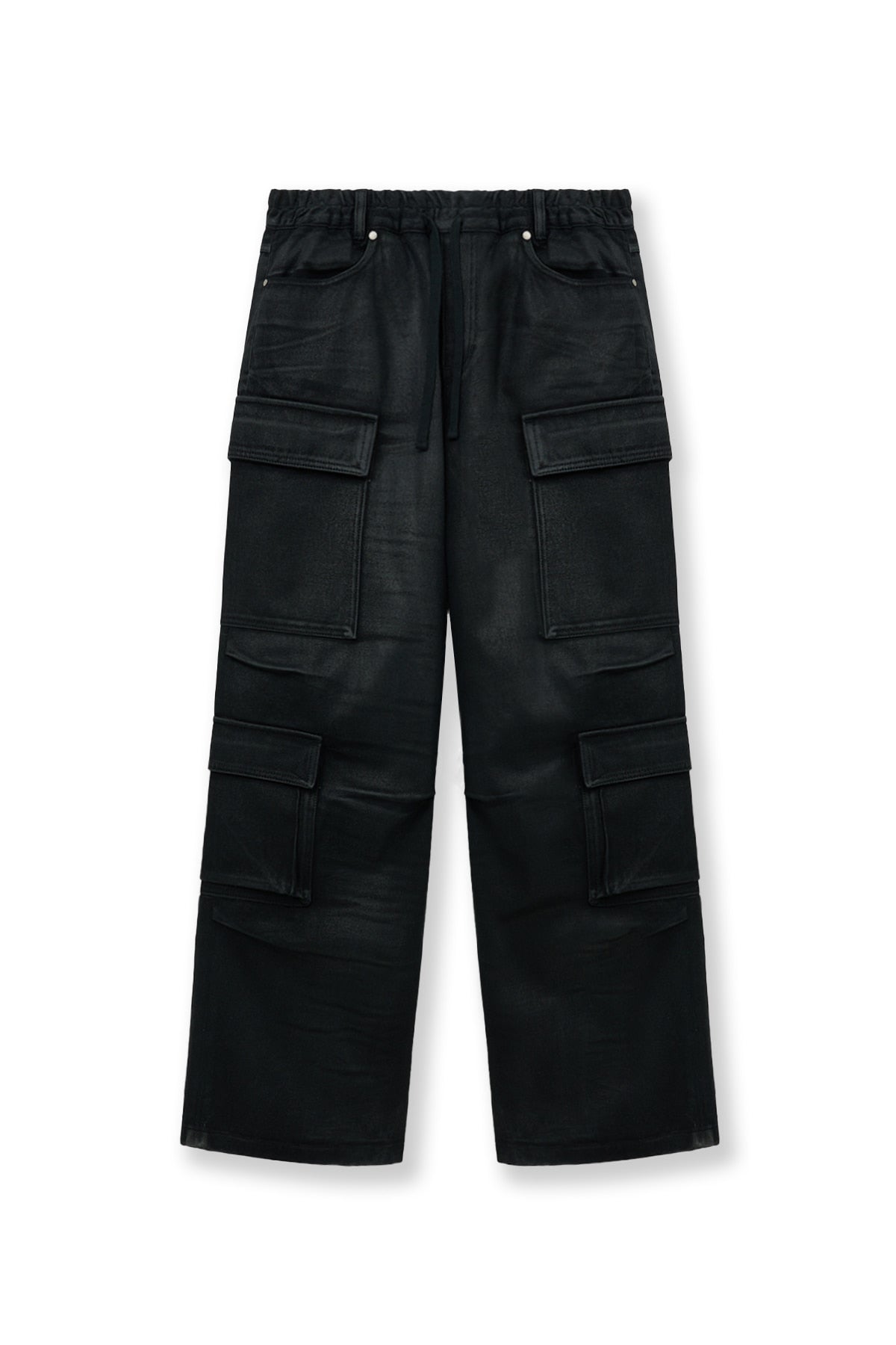 Matin Kim - Coating Cargo Denim Pants (Black) product image 1 | TRAB K-Fashion Australia