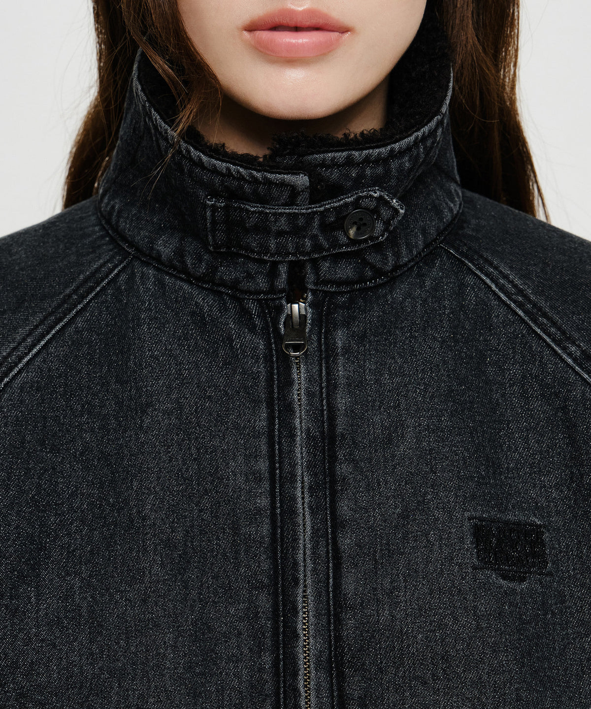 Marithe & Francois Girbaud - [Pre-order – Ships 30 Sep] Fleece Contrast Denim Jacket (Black) product image 4 | TRAB K-Fashion Australia