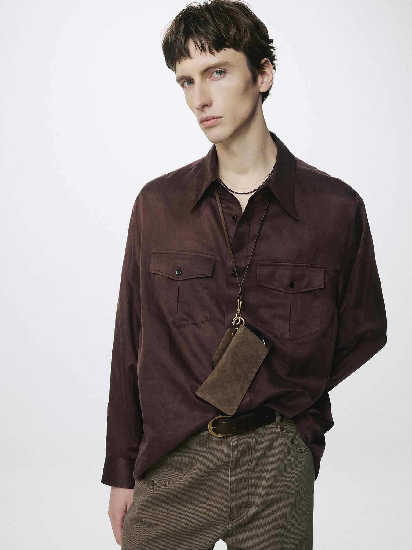 Tonywack - Silk Cotton Double Pocket Shirt (Vintage Maroon) product image 6 | TRAB K-Fashion Australia
