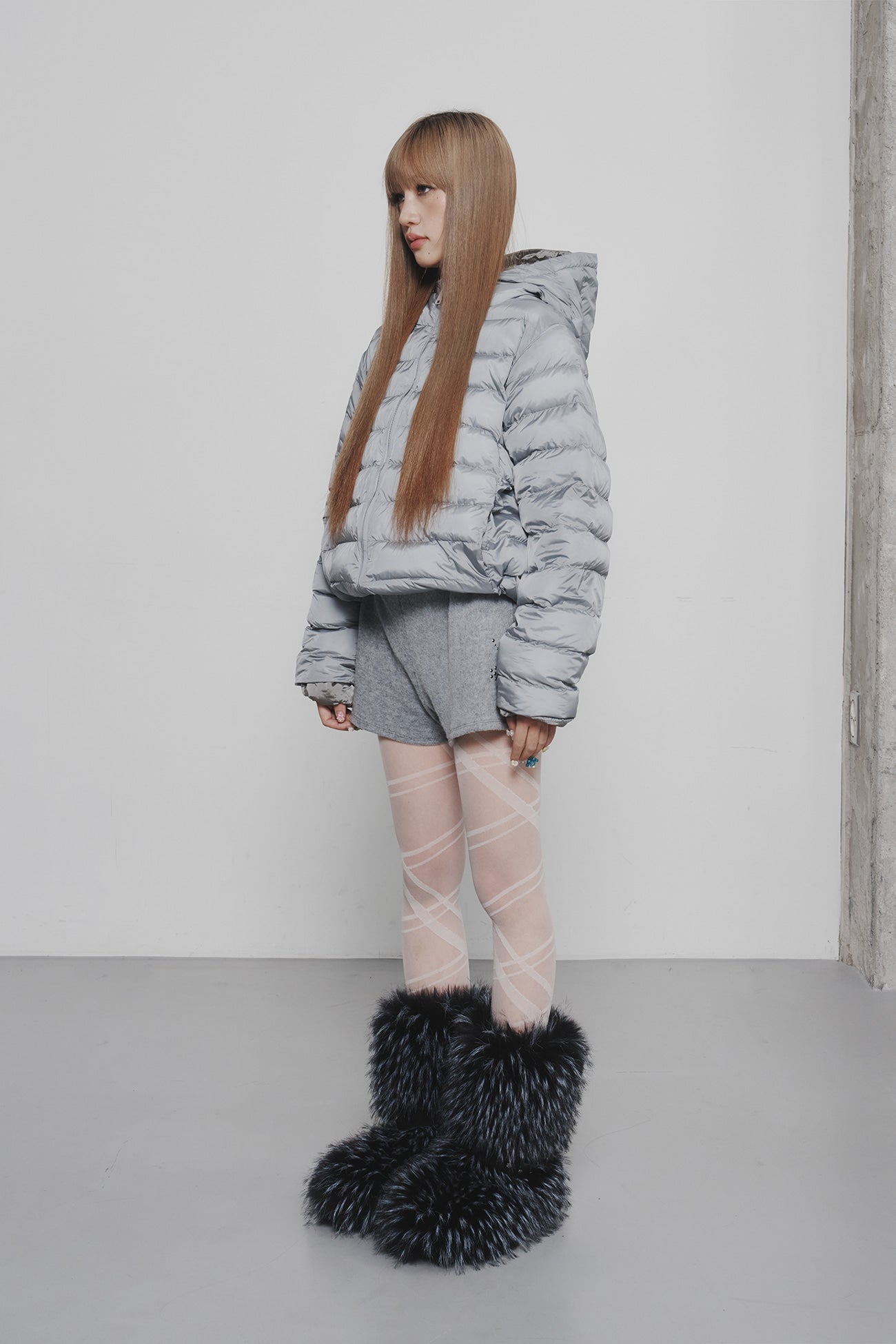 Deinet - Point Wellon Hooded Jacket (Silver) product image 2 | TRAB K-Fashion Australia