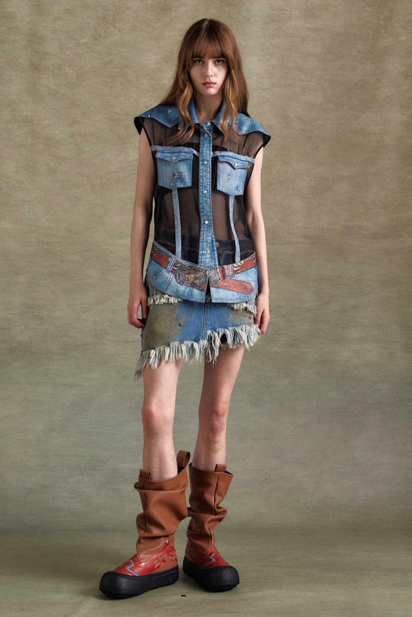 Andersson Bell - Dusty Denim Riveted Skirt (Dusty Blue) product image 3 | TRAB K-Fashion Australia