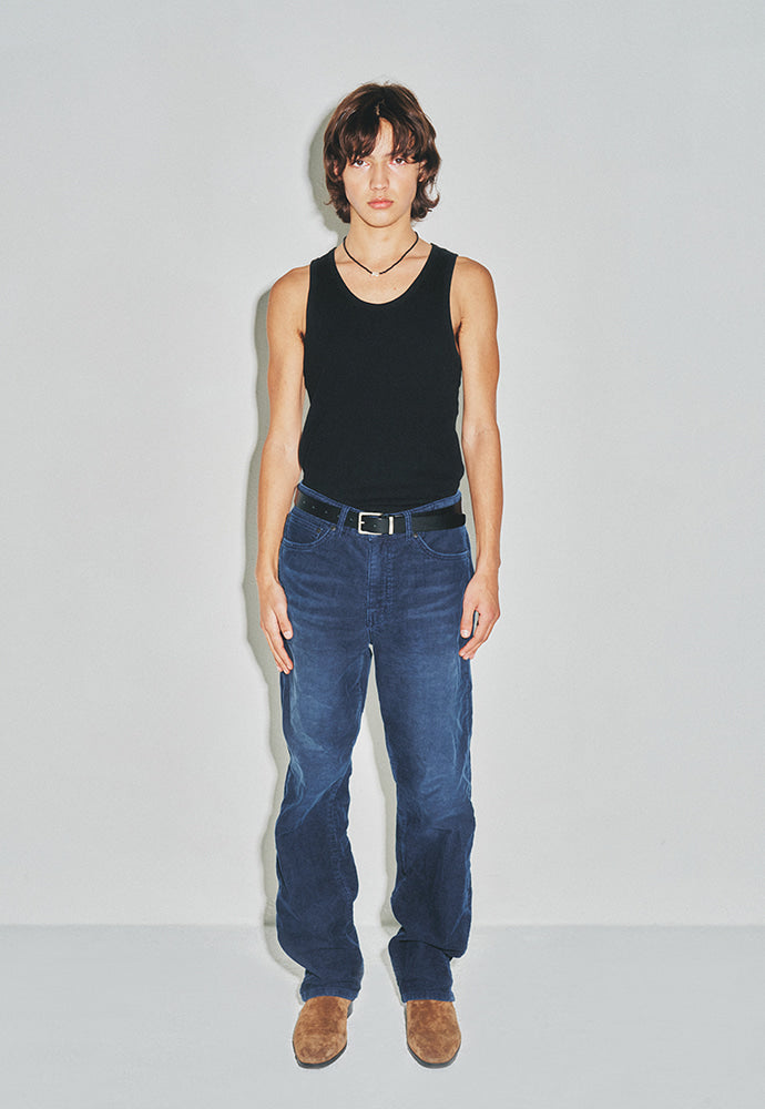 Tonywack - Indigo Garment-Dyed Straight Cut Corduroy Pants (Faded Indigo) product image 1 | TRAB K-Fashion Australia
