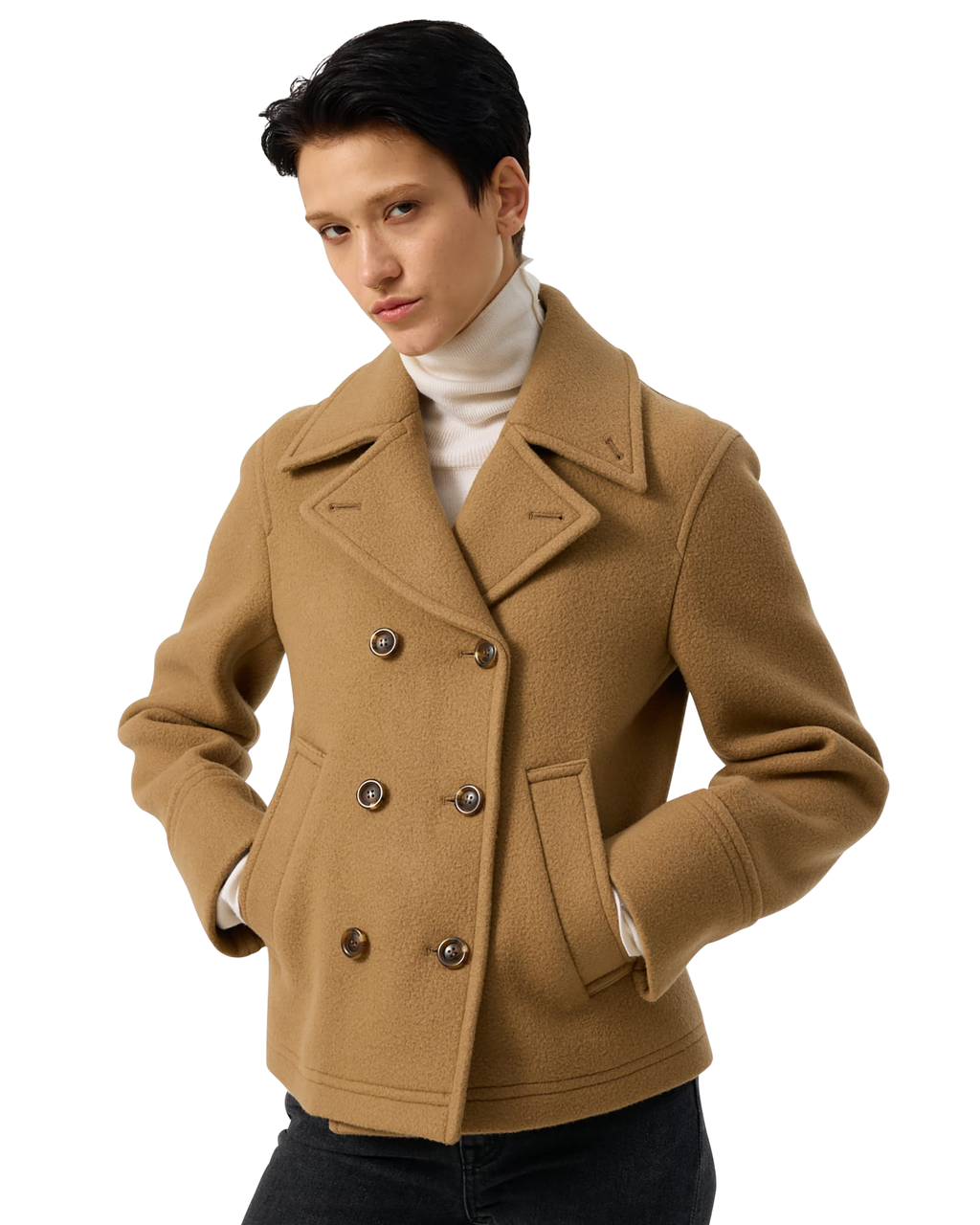 Kimhe Kim - Classic Pea Coat (Beige) product image 7 | TRAB K-Fashion Australia