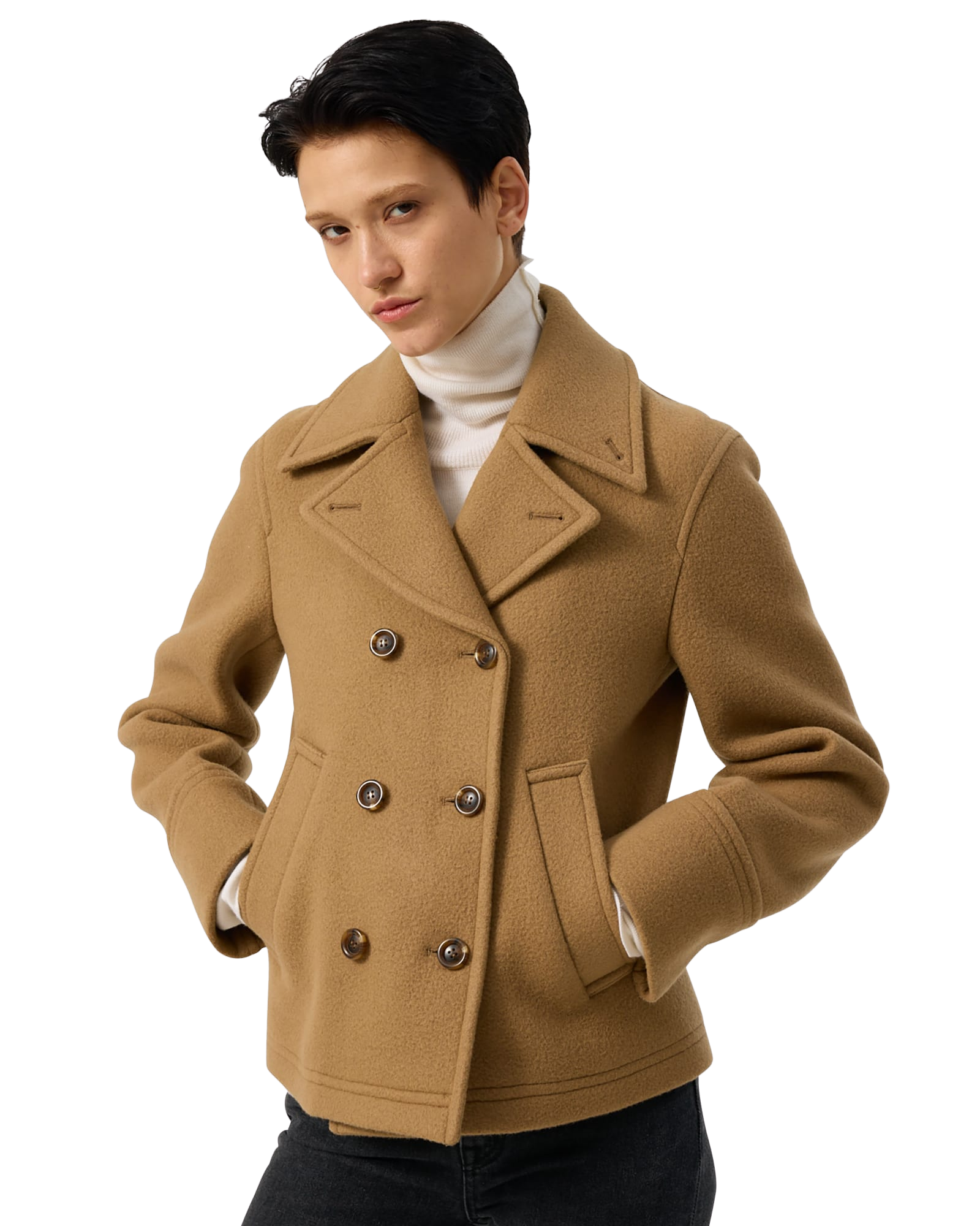Kimhe Kim - Classic Pea Coat (Beige) product image 7 | TRAB K-Fashion Australia