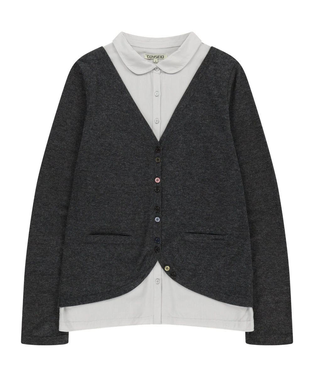 Coyseio - Layered Shirt Cardigan (Dark Grey) product image 10 | TRAB K-Fashion Australia
