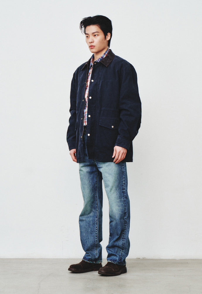 Art if acts - Leather Collar Garment Field Jacket (Faded Navy) product image 2 | TRAB K-Fashion Australia