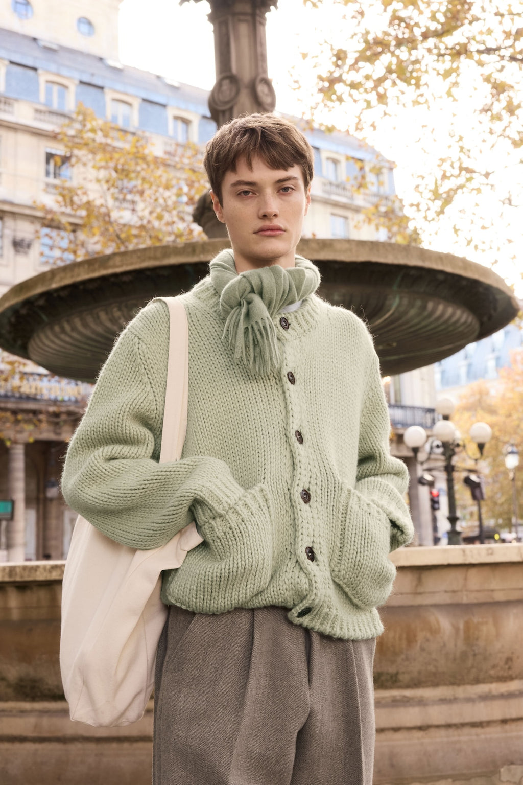 STU - Dimension Pocket Cardigan In Sage (Green) product image 6 | TRAB K-Fashion Australia