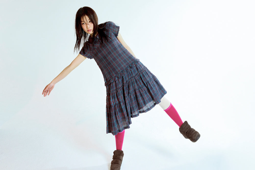 Coyseio - Raw Edge Check One Piece (Purple) product image 3 | TRAB K-Fashion Australia