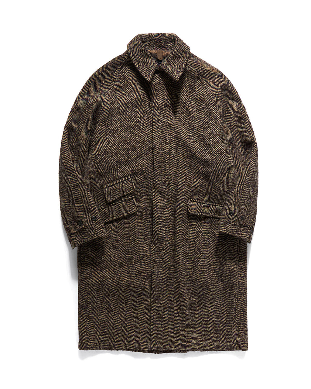 Eastlogue - Highland Balmacaan Coat (D.brown Herringbone Wool) product image 1 | TRAB K-Fashion Australia