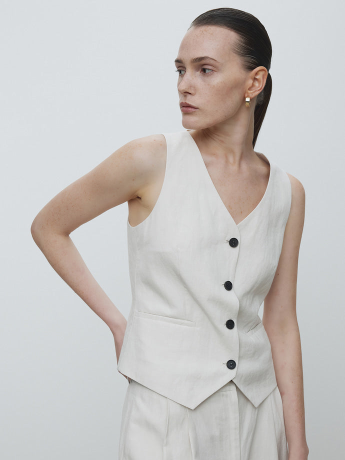 Tonywack - Linen Tailored Vest (Ivory) product image 4 | TRAB K-Fashion Australia