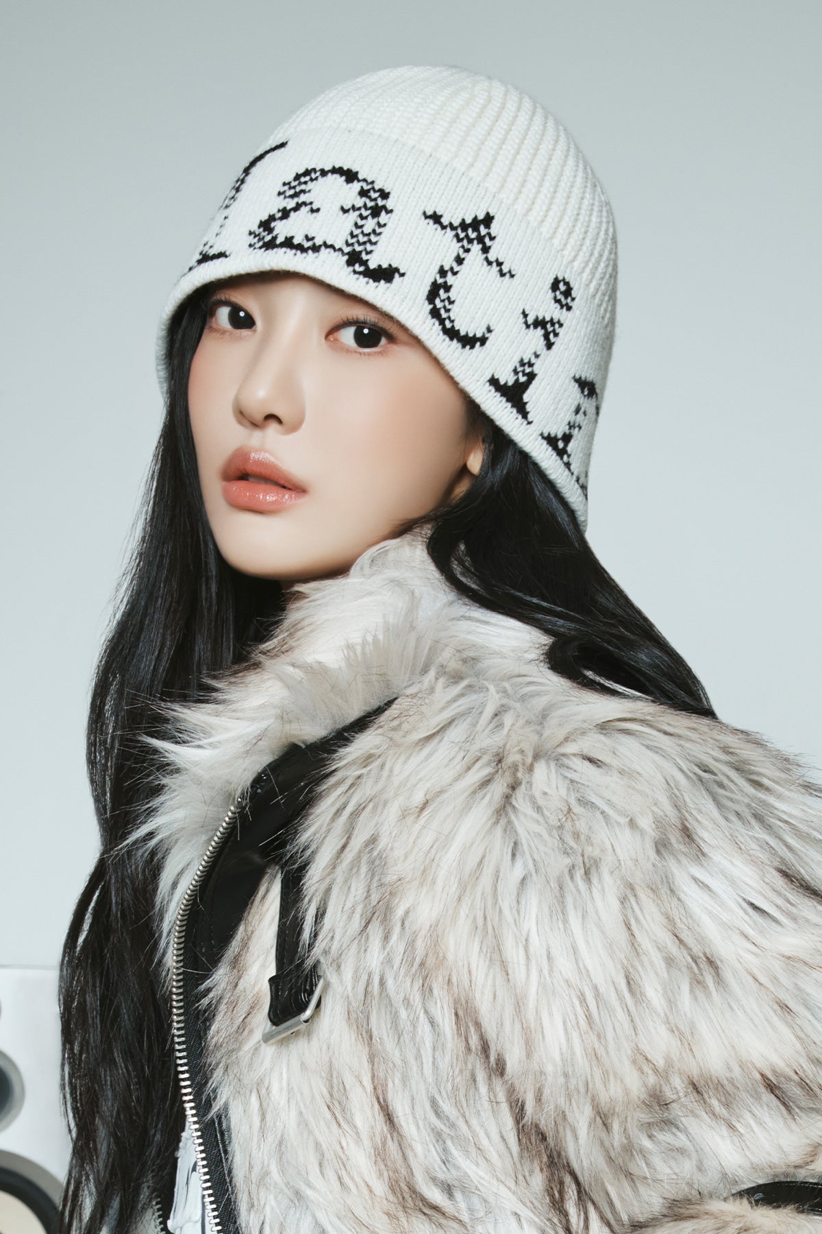 Matin Kim - Cracked Logo Bucket Beanie (Ivory) product image 1 | TRAB K-Fashion Australia
