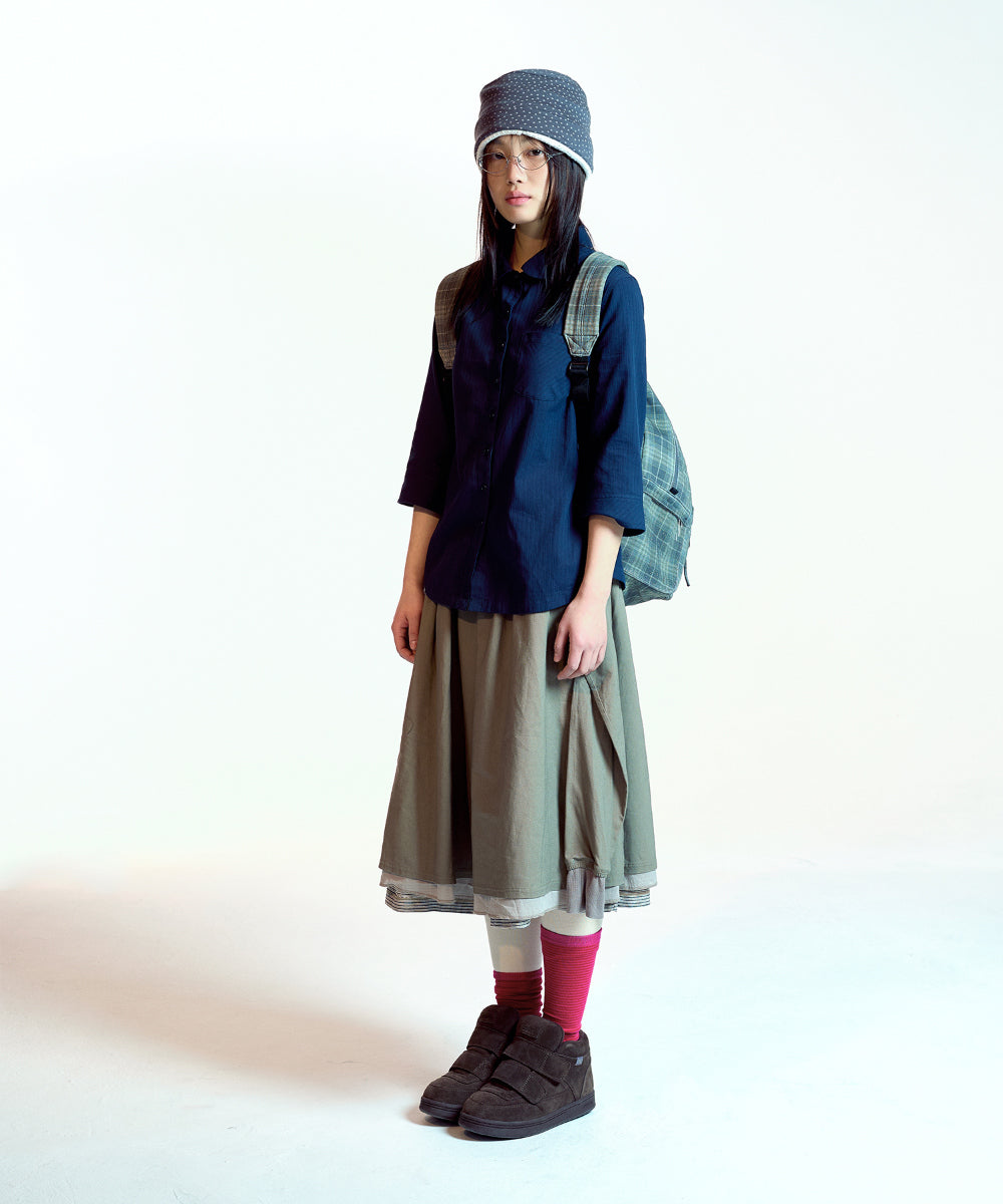 Coyseio - Chunky Sweat Check Backpack (Khaki) product image 11 | TRAB K-Fashion Australia