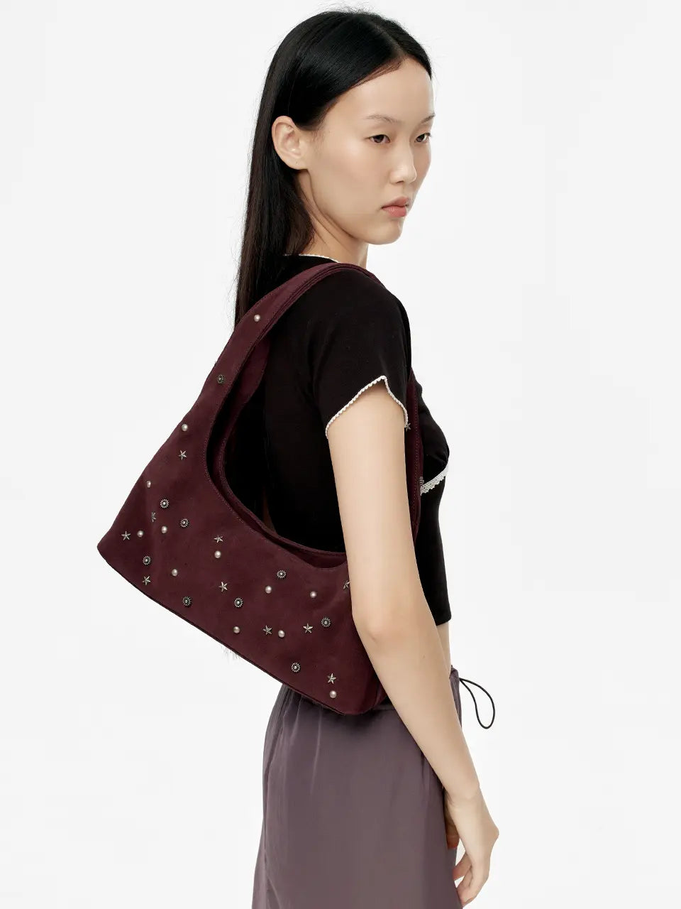 Marge Sherwood - Halter Hobo (Wine Studded Suede) product image 2 | TRAB K-Fashion Australia