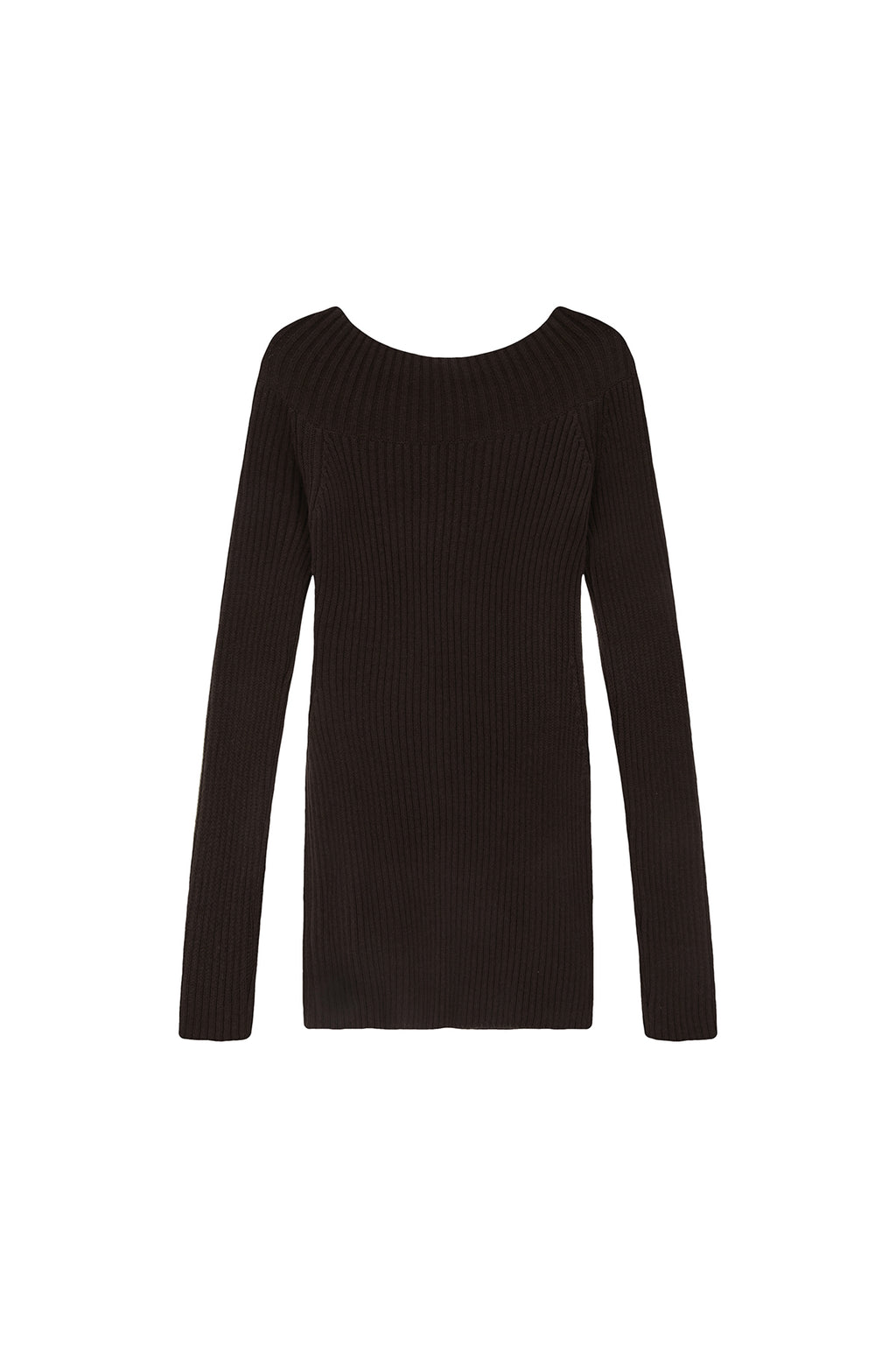 Matin Kim - One Shoulder Button Point Knit Dress (Dark Brown) product image 2 | TRAB K-Fashion Australia