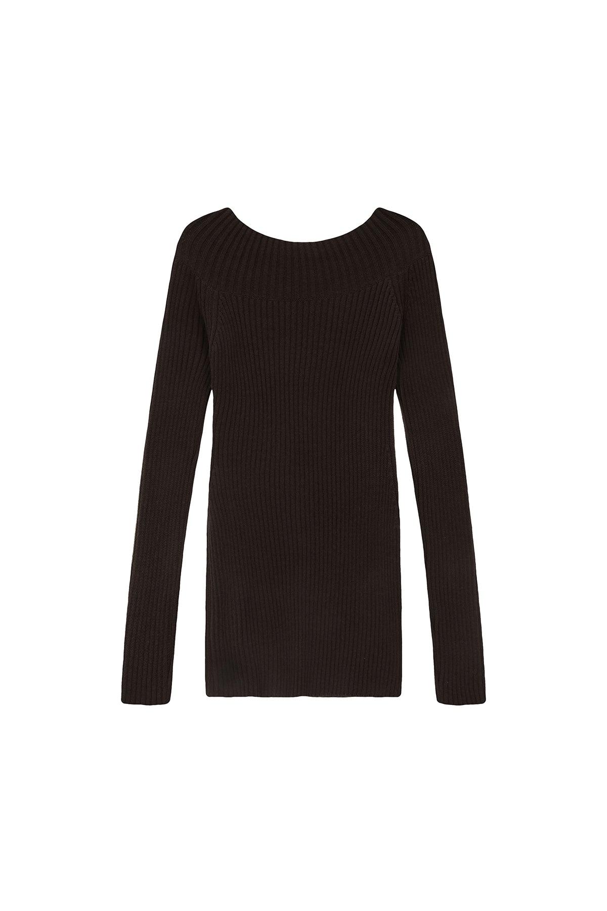 Matin Kim - One Shoulder Button Point Knit Dress (Dark Brown) product image 2 | TRAB K-Fashion Australia