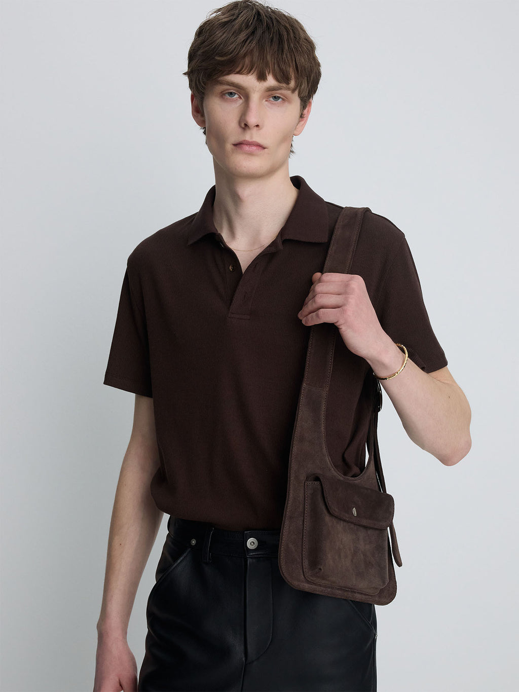 Tonywack - Soft Ribbed Polo Shirt (Brown) product image 2 | TRAB K-Fashion Australia