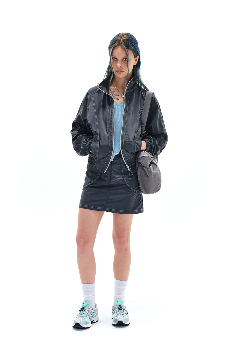 Matin Kim - Curvy Mini Skirt (Charcoal) product image 8 | TRAB K-Fashion Australia