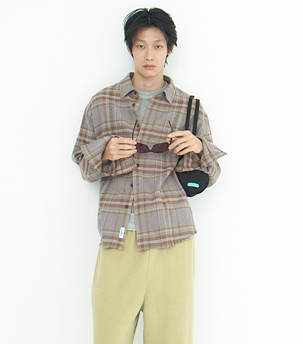 Llege - Oversized Flannel Shirt (Grey) product image 6 | TRAB K-Fashion Australia