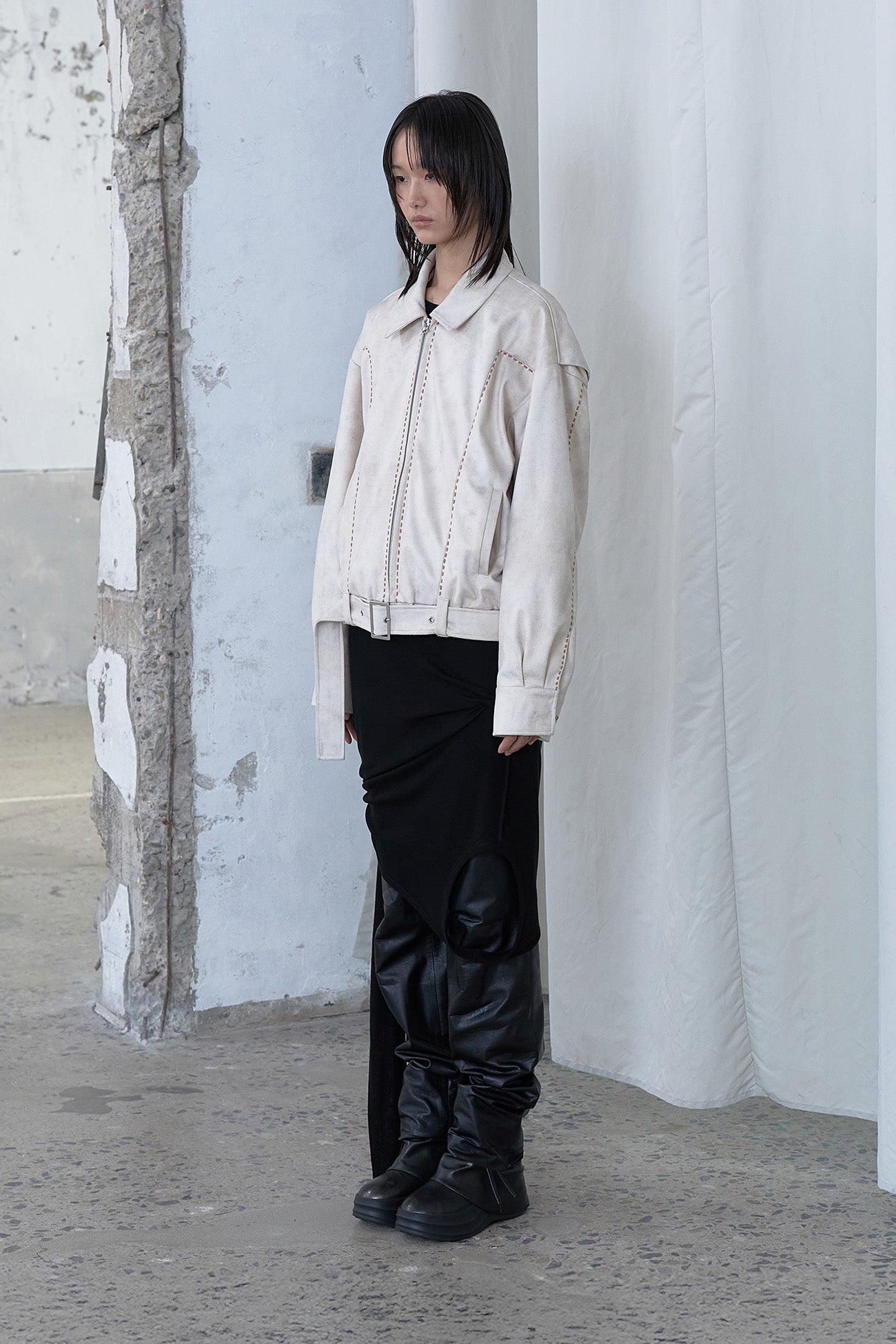 Deinet - Stitch Bomber Jumper (Ivory) product image 2 | TRAB K-Fashion Australia