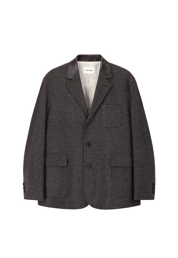 Art if acts - Leather Collar Wool Blazer_Japanese Fabric (Brown) product image 8 | TRAB K-Fashion Australia