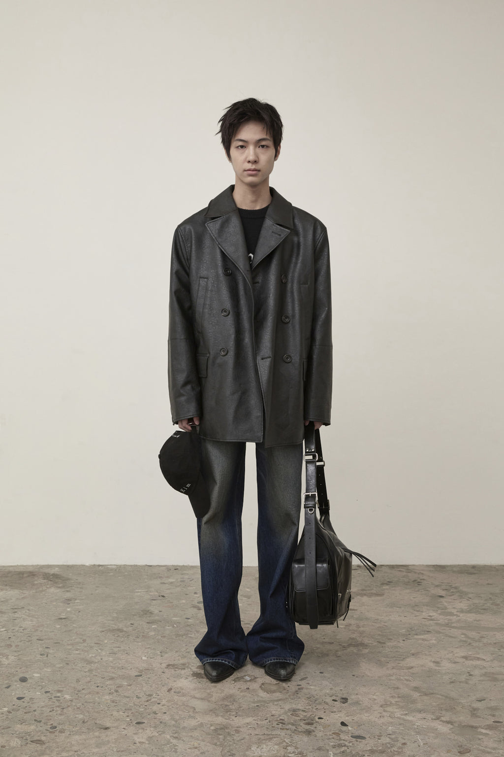 Matin Kim - Faux Leather Double Jacket (Black) product image 5 | TRAB K-Fashion Australia