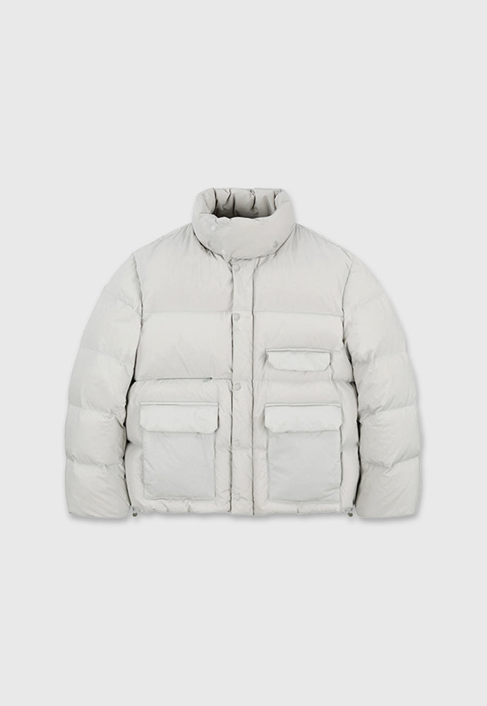 Tonywack - Technical Shell Short Puffer Down Jacket Detachable Hood (Pale Gery) product image 12 | TRAB K-Fashion Australia