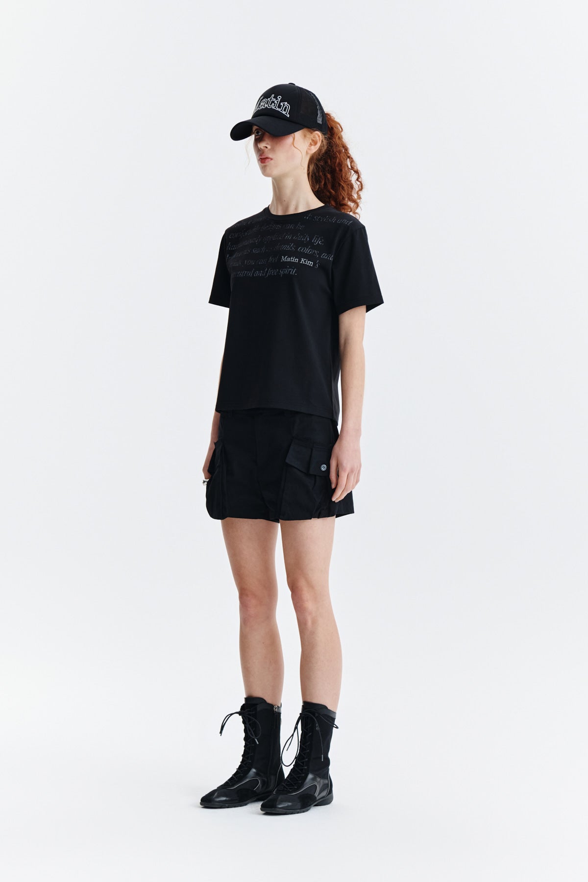 Matin Kim - Logo Point Lettering Graphic Top (Black) product image 5 | TRAB K-Fashion Australia