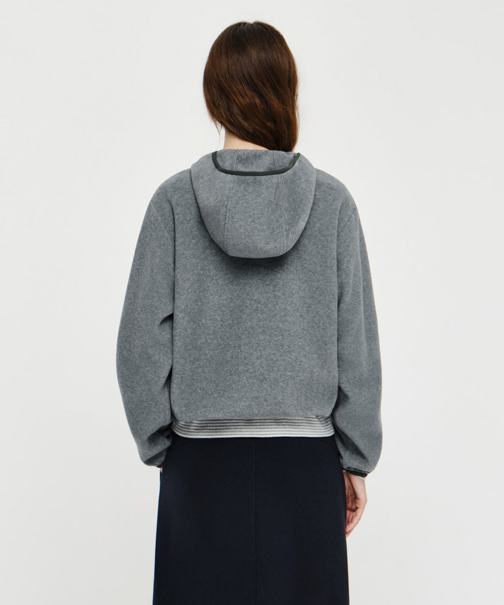 Marithe & Francois Girbaud - Small Classic Logo Fleece Hoodie Anorak (Heather Charcoal) product image 3 | TRAB K-Fashion Australia