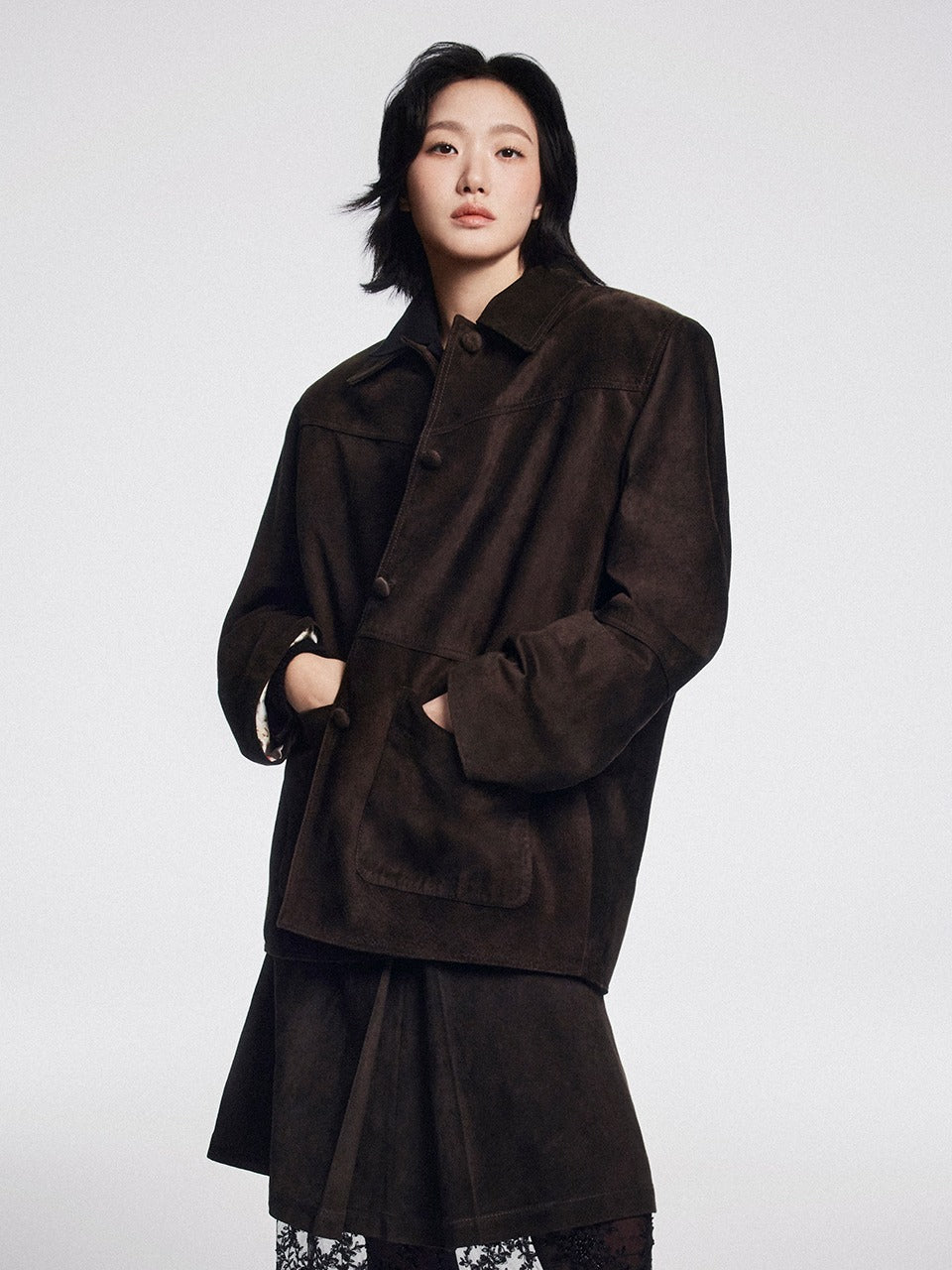 Mardi Mercredi - Suede Oversized Jacket (Brown) product image 1 | TRAB K-Fashion Australia