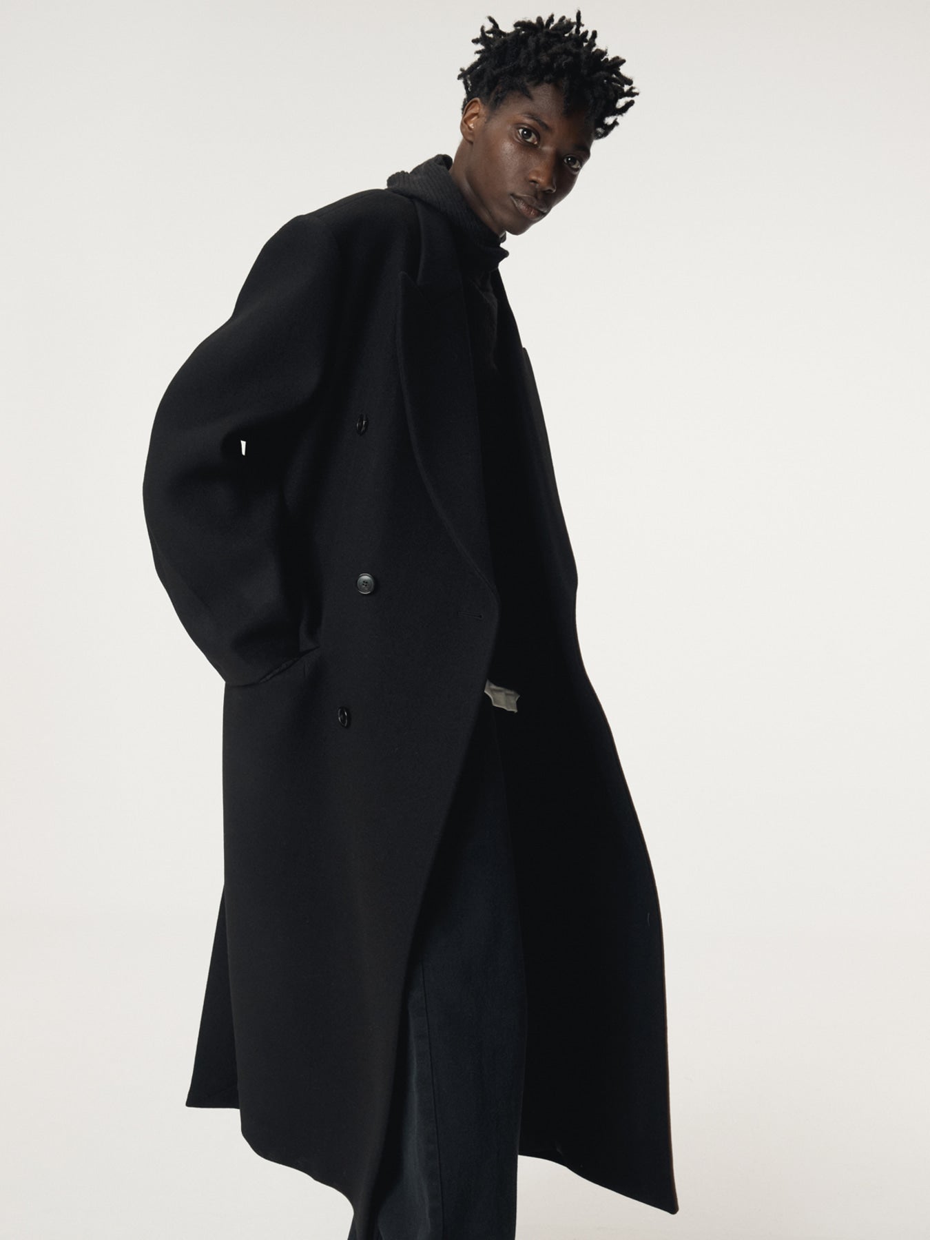 Recto - Classic Tailored Double Breasted Coat (Black) product image 5 | TRAB K-Fashion Australia