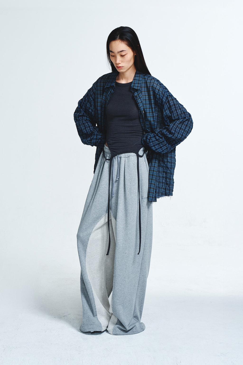 Deinet - Checkered Point Overfit Shirt (Navy) product image 5 | TRAB K-Fashion Australia