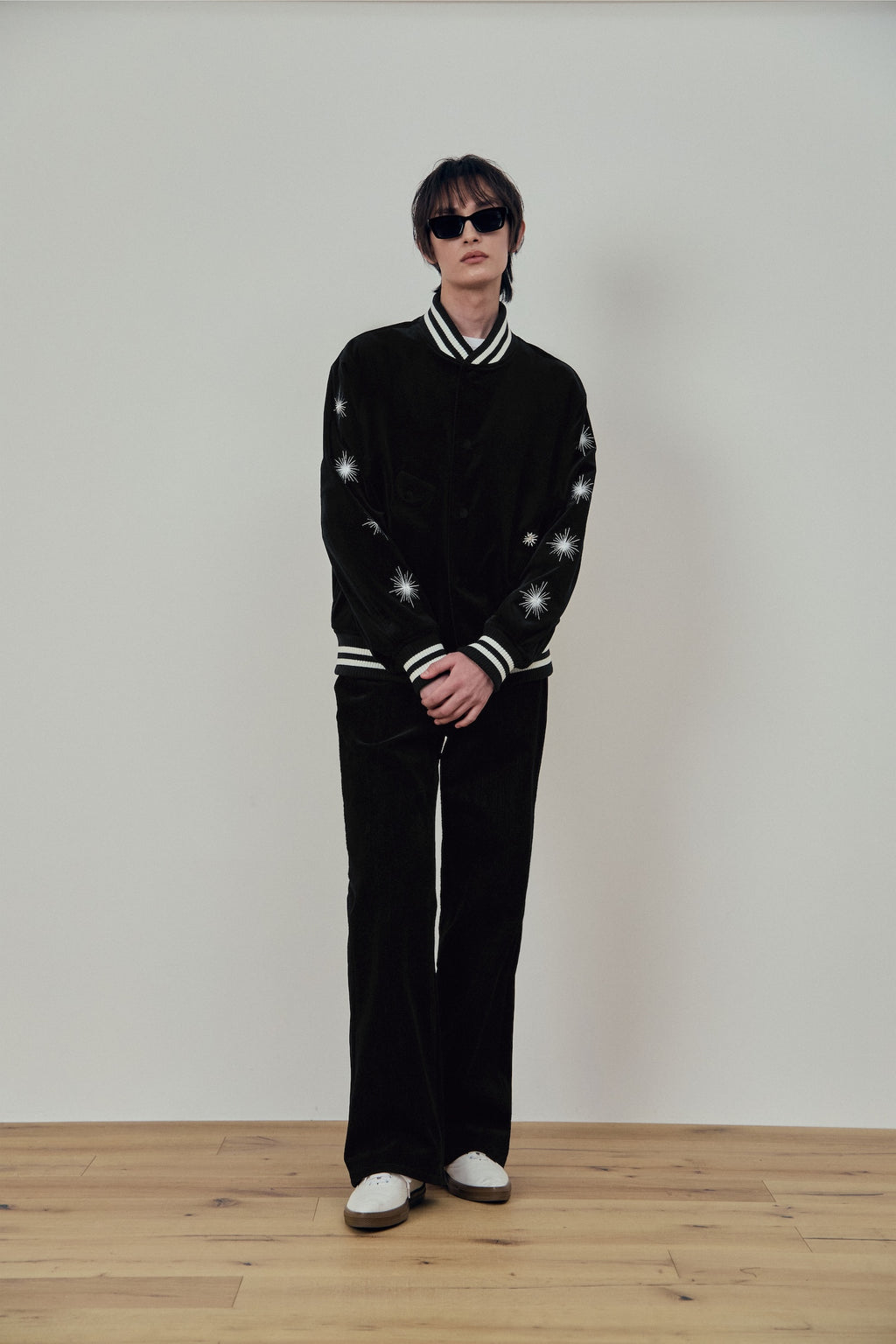Stu - Embroidery Velvet Denim Pants (Black) product image 4 | TRAB K-Fashion Australia