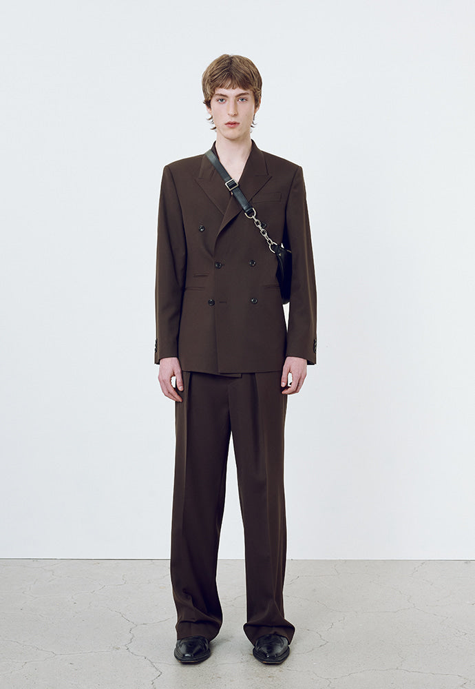 Tonywack - Wool Twill Pleated Wide Trousers (Brown) product image 2 | TRAB K-Fashion Australia