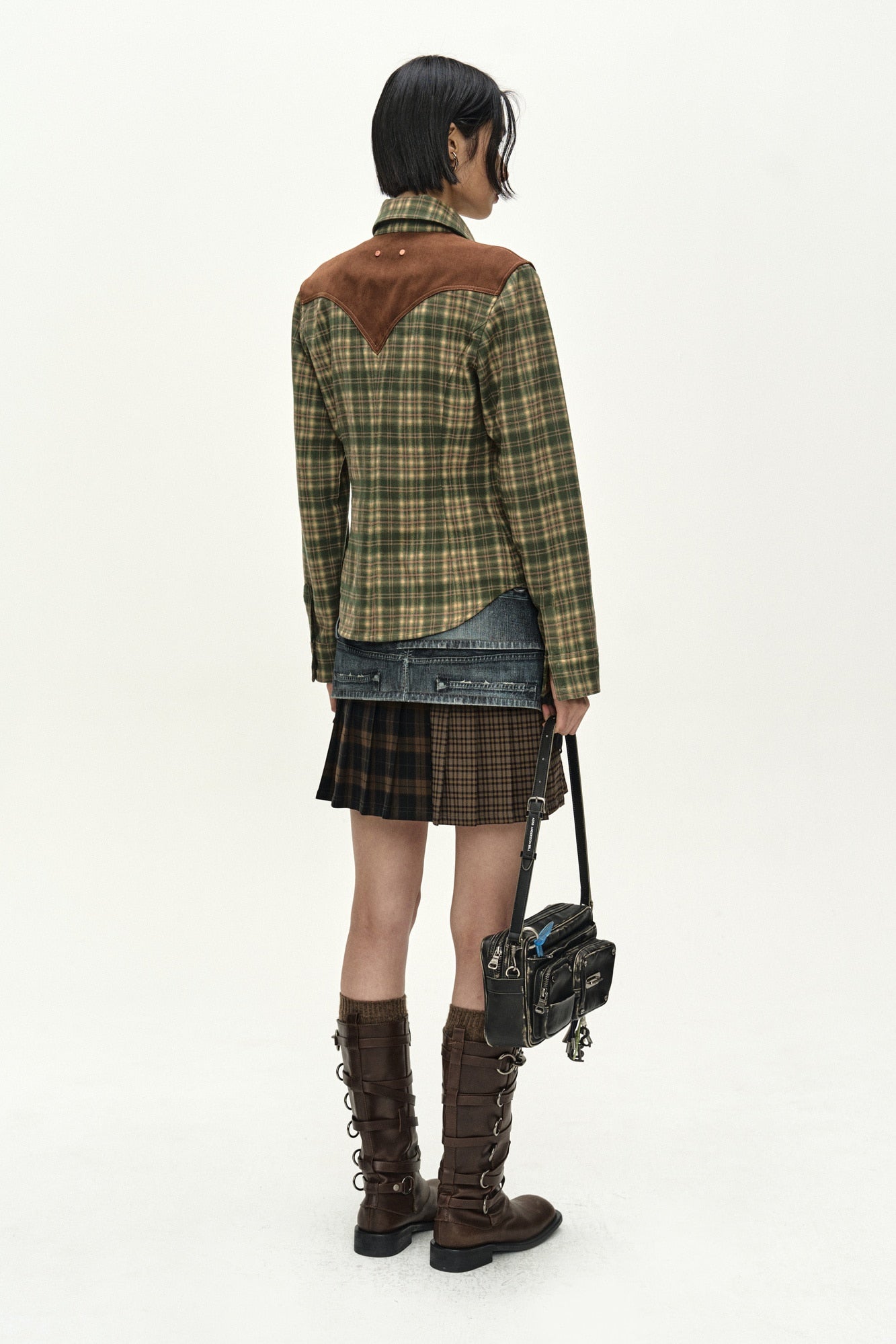 Andersson Bell - Checkered Western Patched Shirt (green) (Green) product image 2 | TRAB K-Fashion Australia