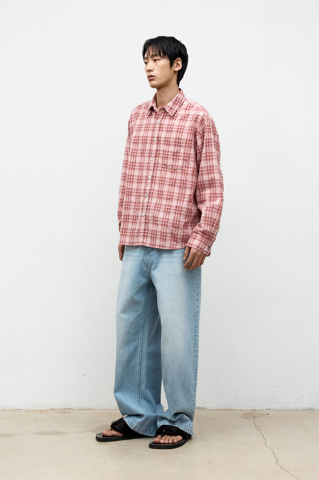 Coor - Garment Dyed Check Shirt (Washed Red) product image 3 | TRAB K-Fashion Australia