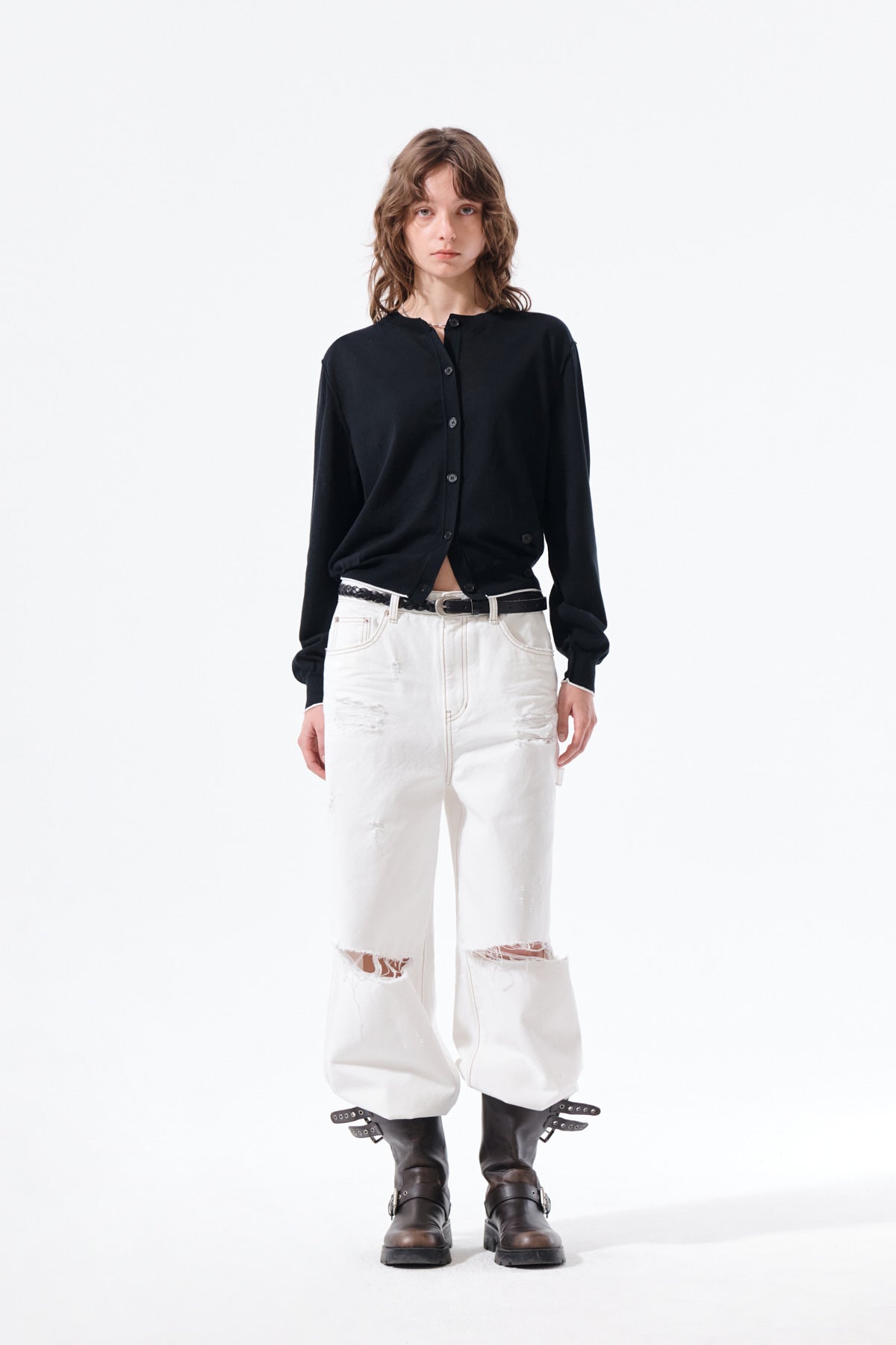 Matin Kim - Back Logo Sheer Cardigan (Black) product image 10 | TRAB K-Fashion Australia