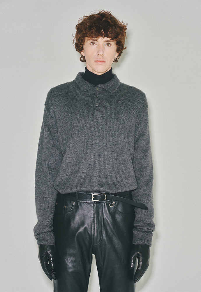 Tonywack - Italian Fabric Brushed Mohair Polo Knit (Charcoal) product image 4 | TRAB K-Fashion Australia