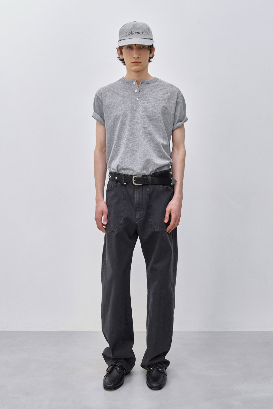 Insilence - Henley Neck Short Sleeve (Melange Grey) product image 1 | TRAB K-Fashion Australia