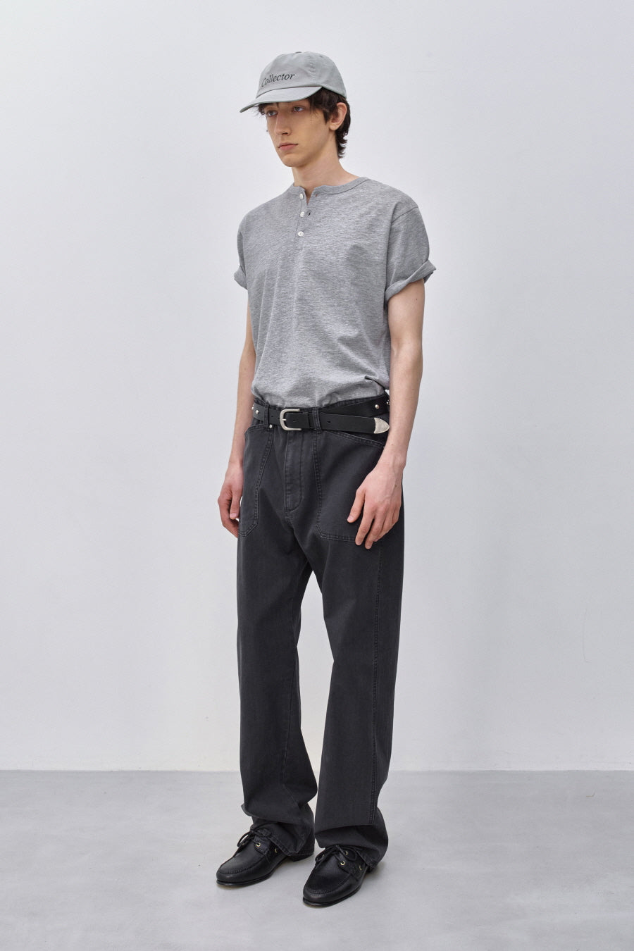 Insilence - Henley Neck Short Sleeve (Melange Grey) product image 3 | TRAB K-Fashion Australia