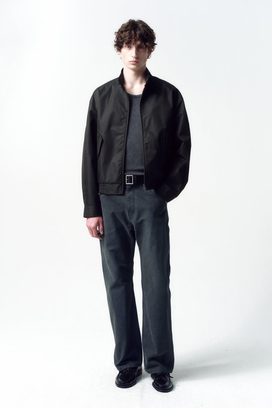 Insilence - Chambray Harrington Jacket (Black Chambray) product image 1 | TRAB K-Fashion Australia