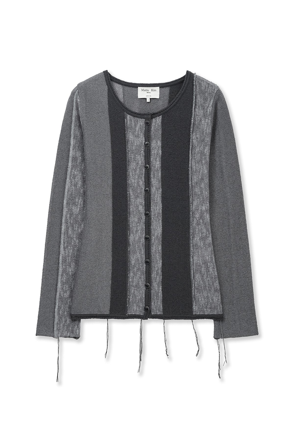 Matin Kim - Color Block Slim Knit Cardigan (Charcoal) product image 1 | TRAB K-Fashion Australia